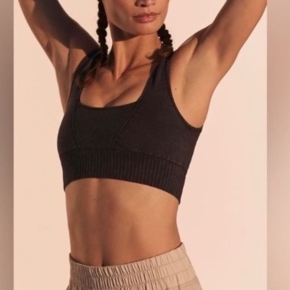 FREE PEOPLE GOOD KARMA SQUARE NECK BRA CROP TOP BLACK M/L